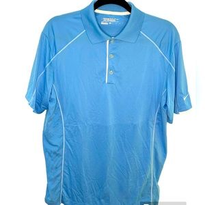 Nike Golf Tour Performance Polo Size Medium Blue with white trim Nice condition